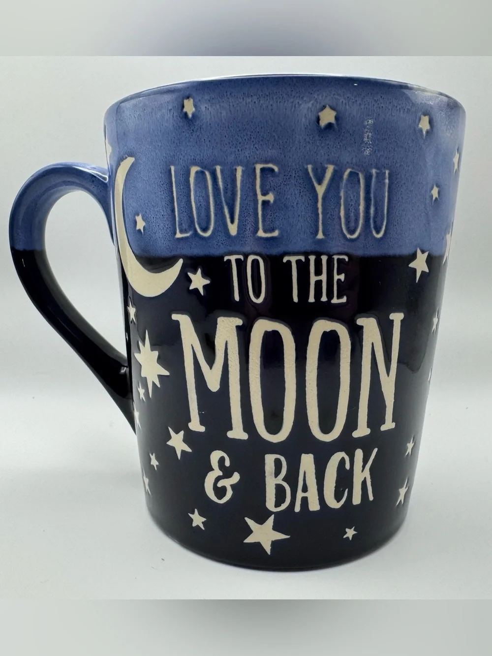 Ceramic 'Love You to the Moon & Back' Blue and Black Mug